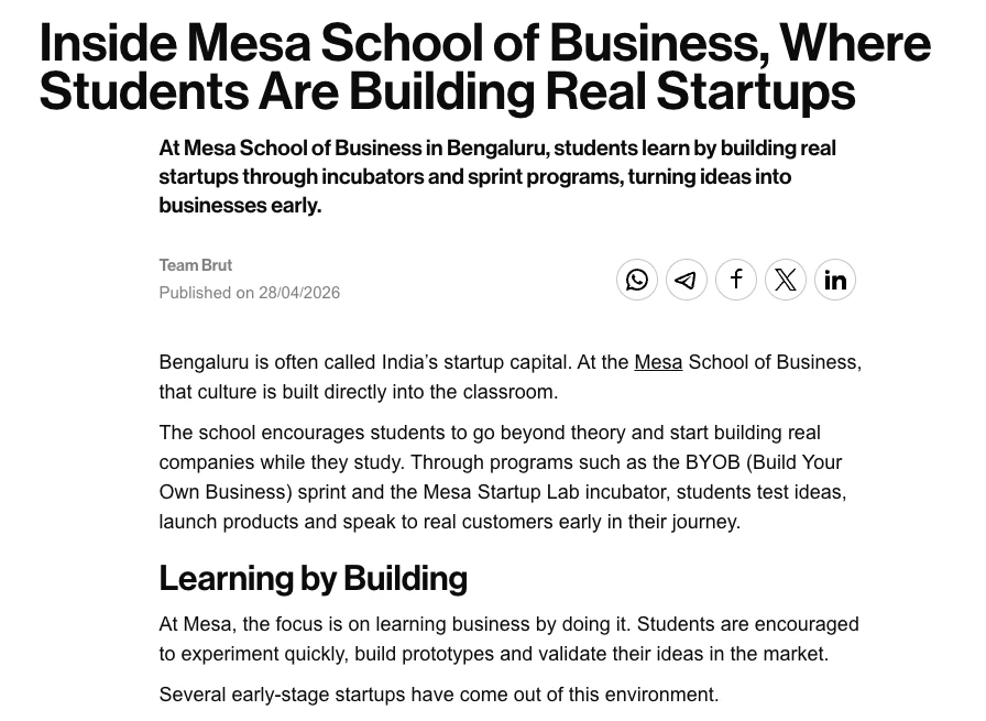 Brut feature on Mesa School of Business