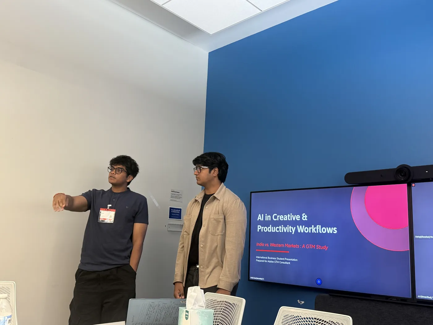 Mesa students presenting their GTM study at Adobe