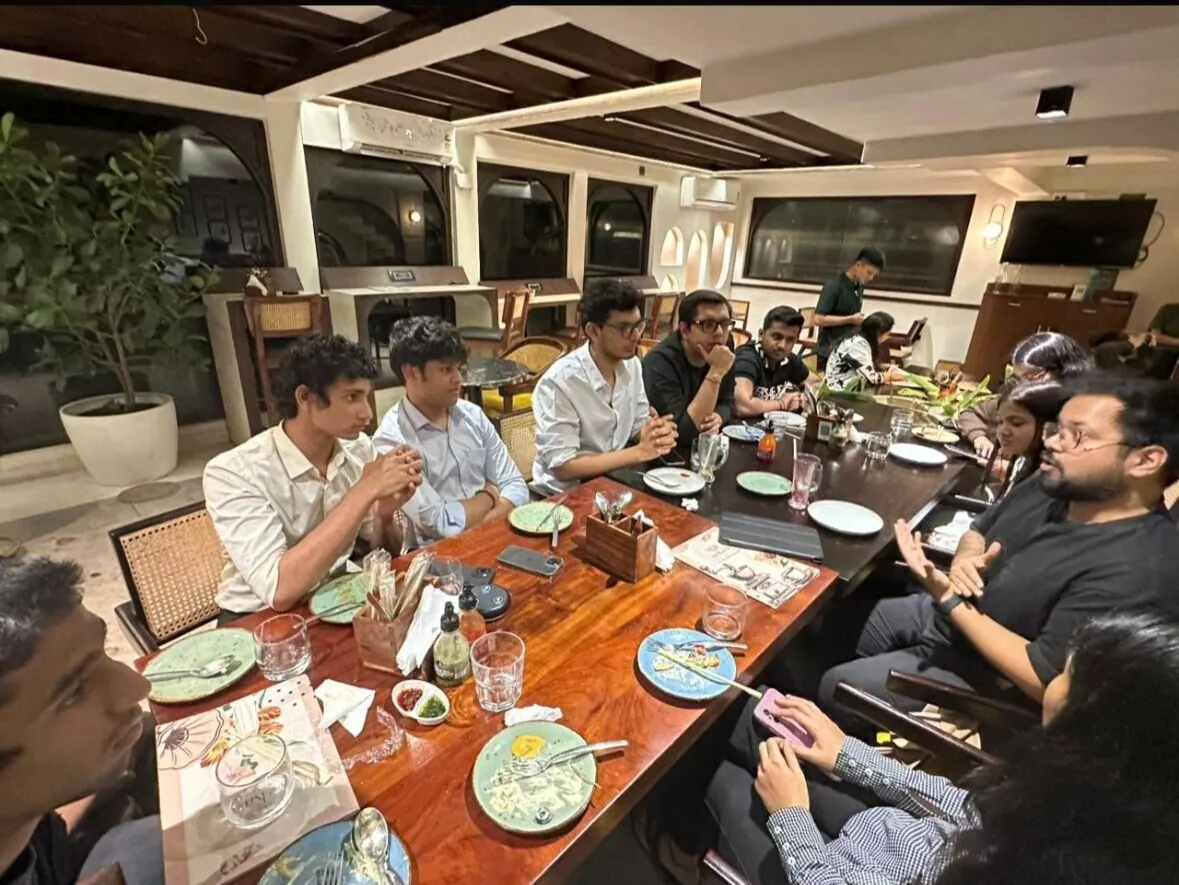Mesa students at a brown bag lunch with a founder