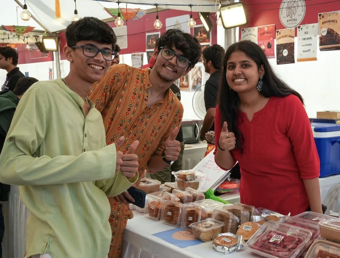 Students at their BYOB stall