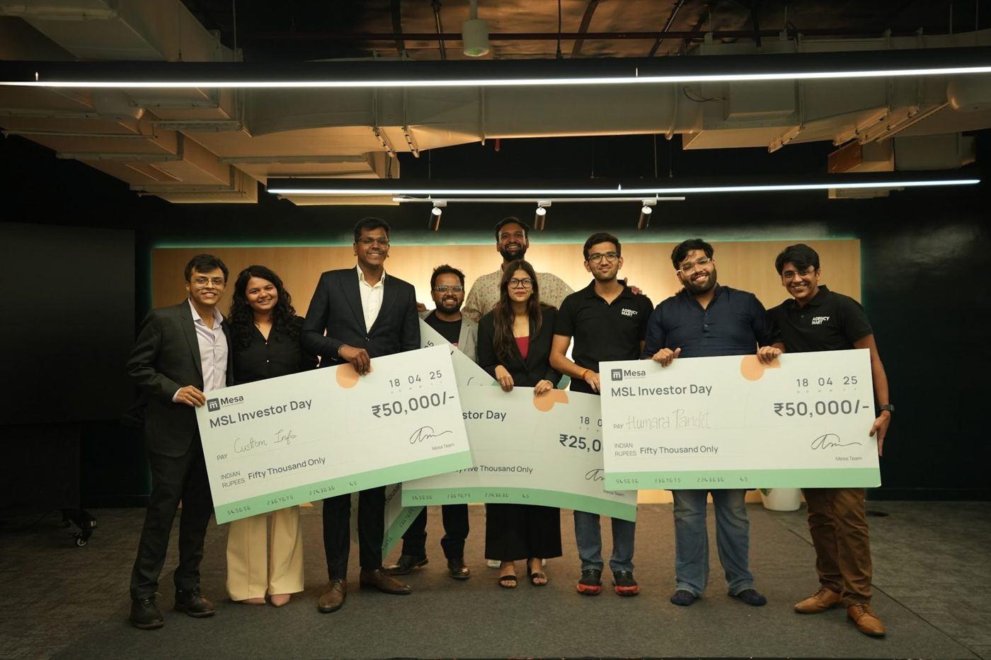 Founders holding prize cheques at MSL Investor Day
