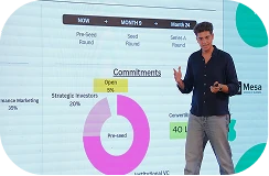 Founder presenting a venture pitch