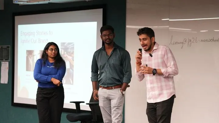 Students presenting a marketing plan to the class