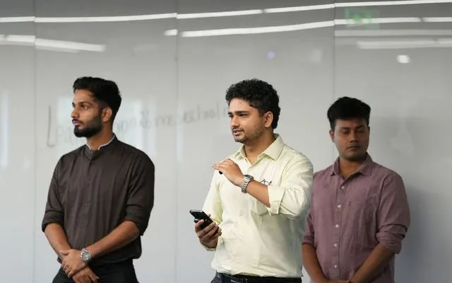 A student team presenting their work