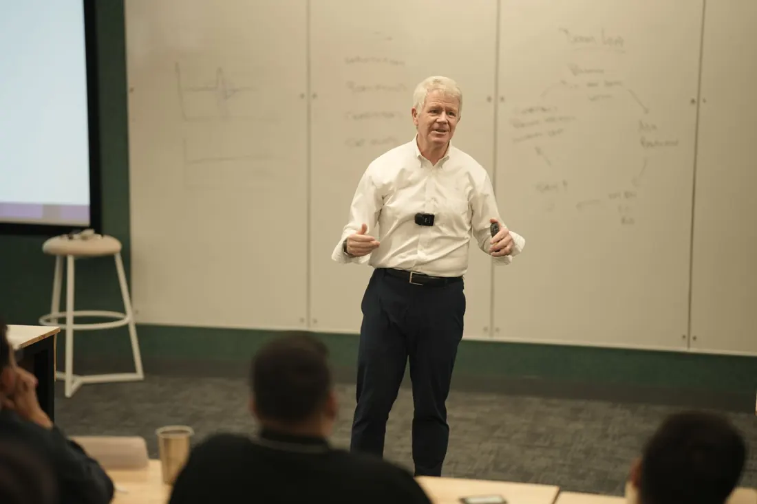 Business mentor teaching operational fundamentals