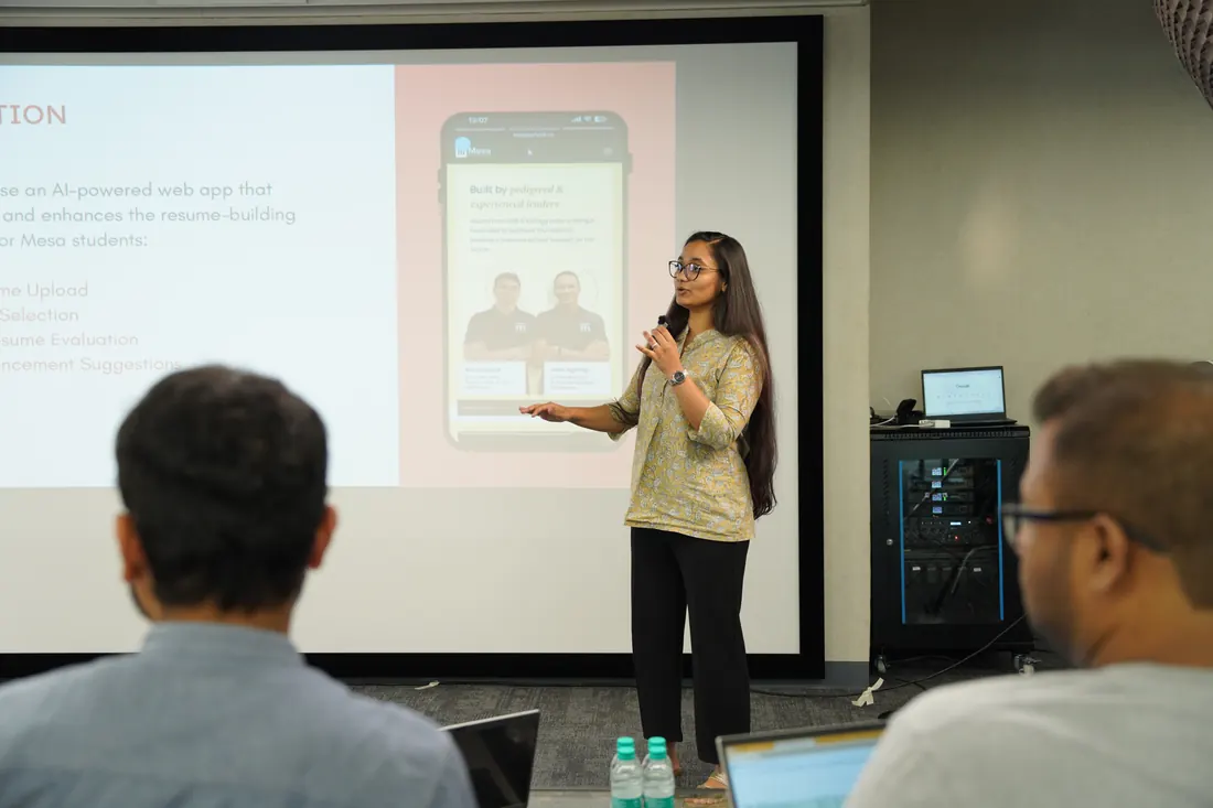 Founder presenting to a group